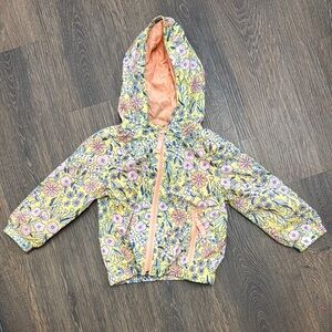Floral Kids Jacket with Hood - Yellow and Pink